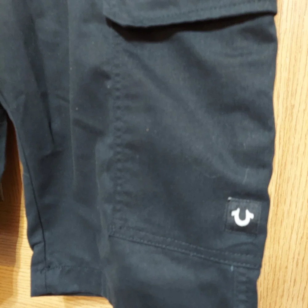 NWT True Religion Belted Logo Cargo Shorts Black 700378 Men's 11